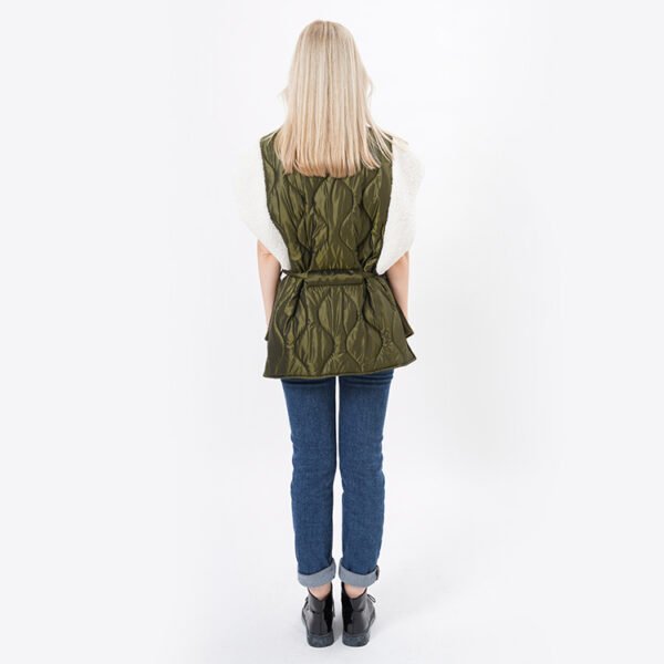 Warm Padded Quilted Cape Jacket with Sash - Image 4