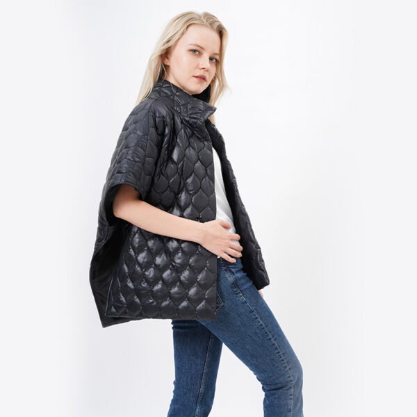 Warm Padded Quilted Cape Coat - Image 6