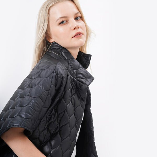 Warm Padded Quilted Cape Coat - Image 5