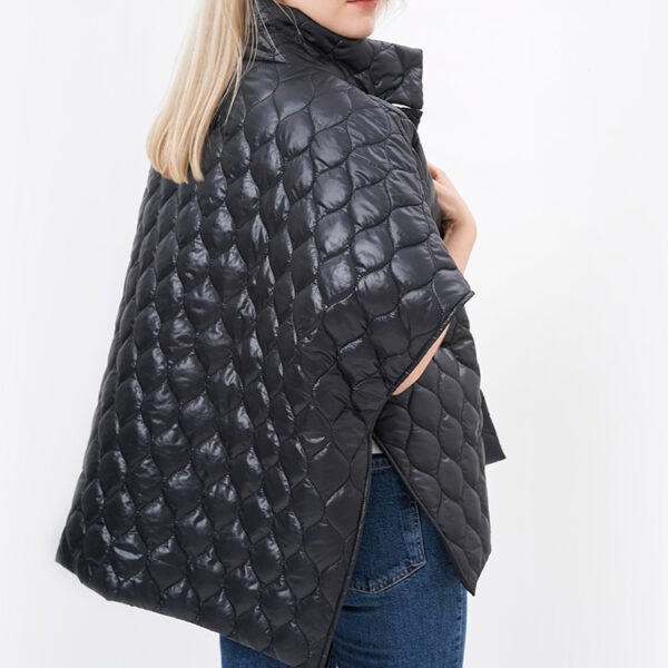 Warm Padded Quilted Cape Coat - Image 2