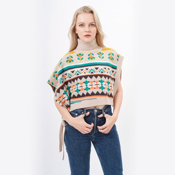 High Neck Open Side Knitting Sweater Vest