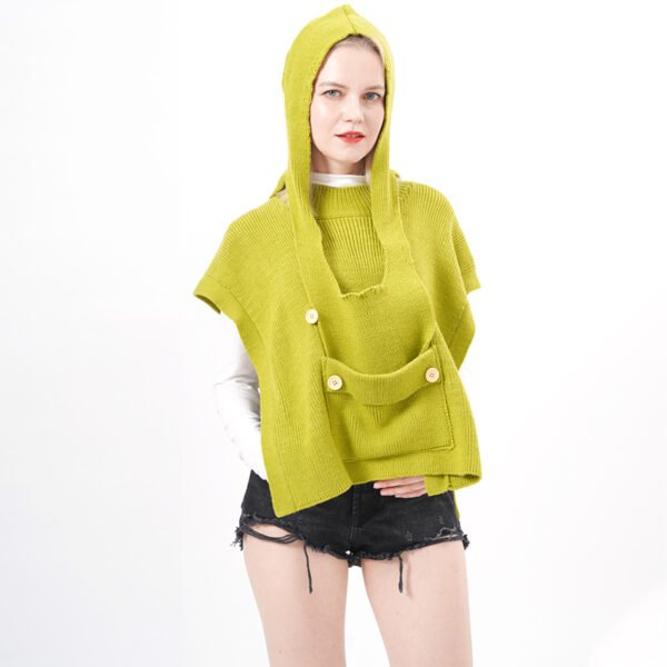 Hooded Pullover Sweater Tops with Pocket