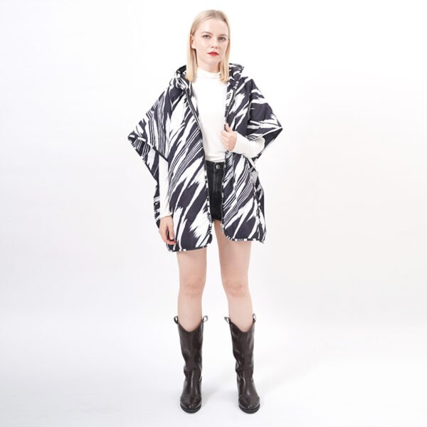 Hooded Padded Cape Poncho - Image 7