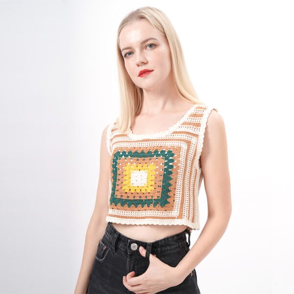 Knitted Cropped Crochet Tank Vest Top