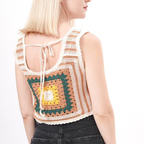 Knitted Cropped Crochet Tank Vest Top - Image 2