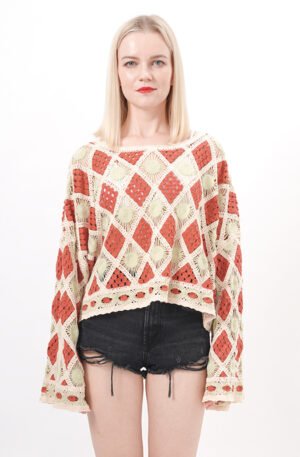 Long Sleeves Cropped Crochet Top