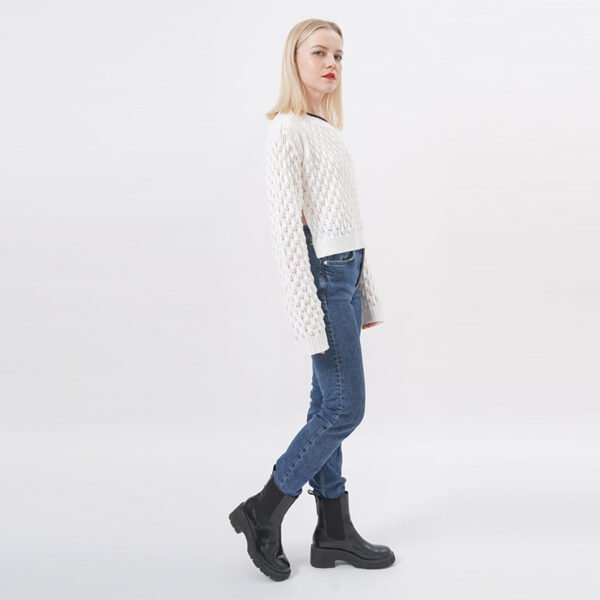 Long Sleeves Knit Cropped Crochet Sweater - Image 6