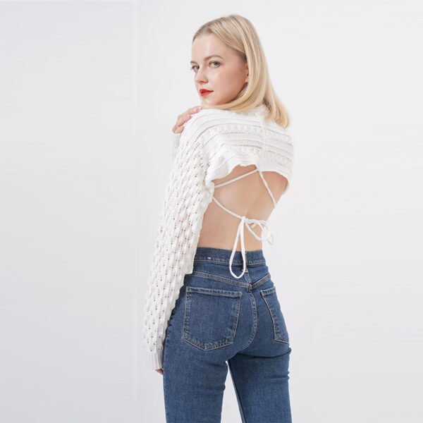 Long Sleeves Knit Cropped Crochet Sweater