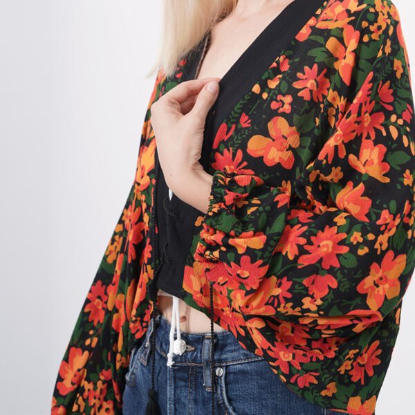 Drawstring Floral Kimonos Cover Ups - Image 2