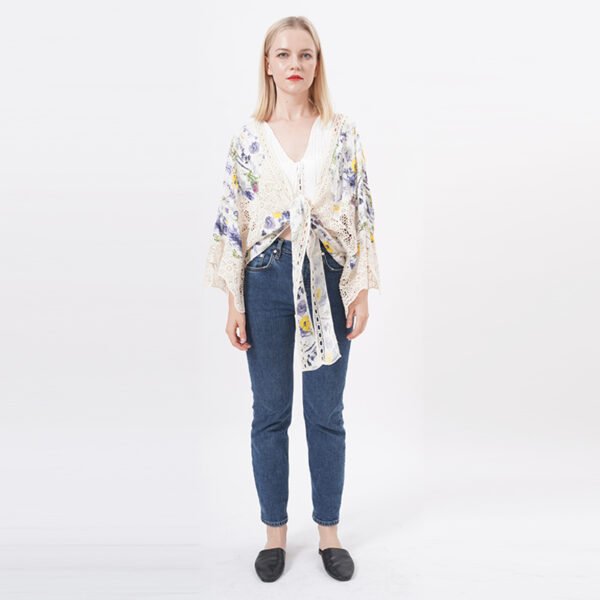 Floral Front Tie Knot Loose Cover Ups - Image 7