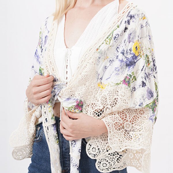 Floral Front Tie Knot Loose Cover Ups - Image 2