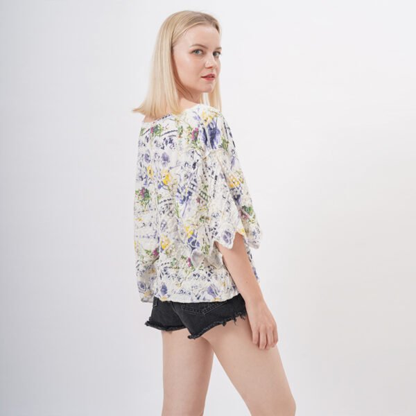 Crochet Lace Trim Floral Blouse Tops - Image 5