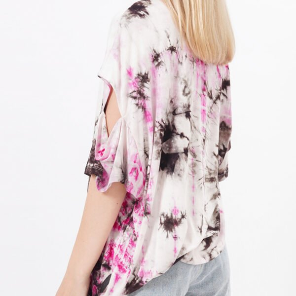 Women's Cropped Tie Dye Blouse Tops - Image 2