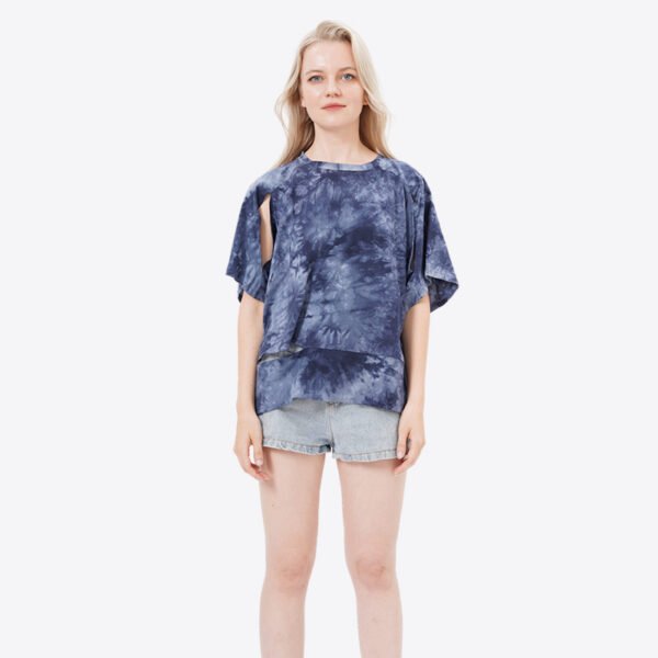 Women's Blouse Tie Dye Crop Top in Navy - Image 7