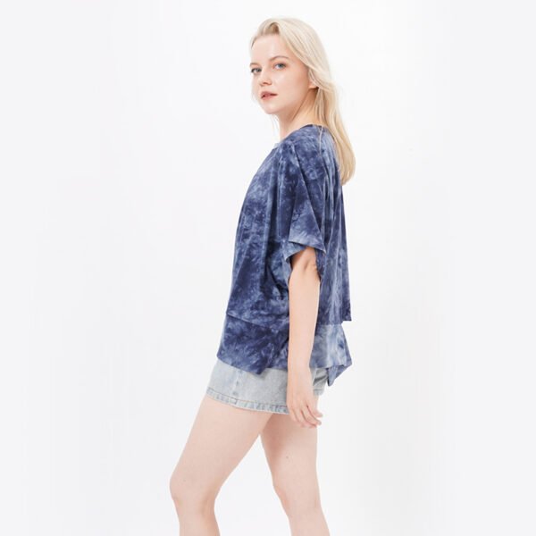 Women's Blouse Tie Dye Crop Top in Navy