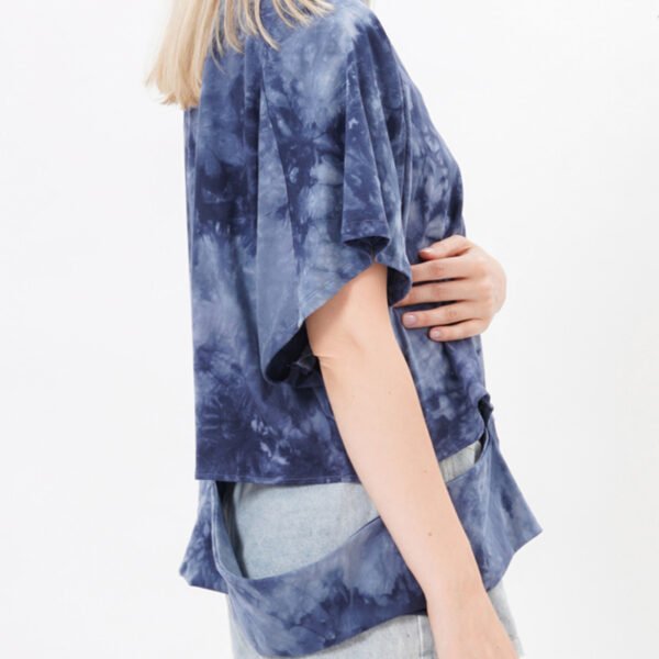 Women's Blouse Tie Dye Crop Top in Navy - Image 2