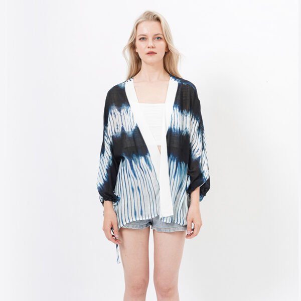 Open Front Stripes Dyed Kimonos - Image 2
