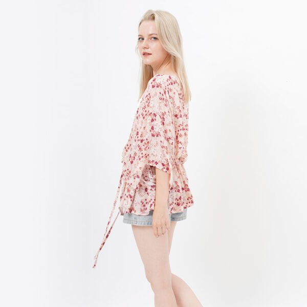 Open Front Short Cotton Kimonos Cover Ups with Lurex - Image 7