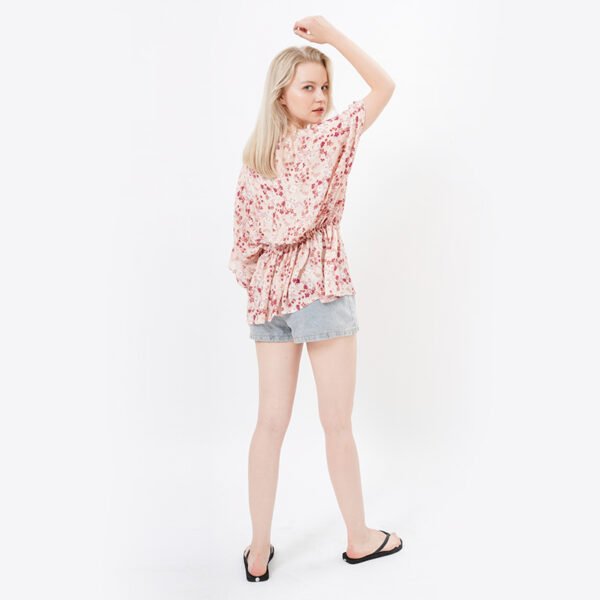 Open Front Short Cotton Kimonos Cover Ups with Lurex - Image 5