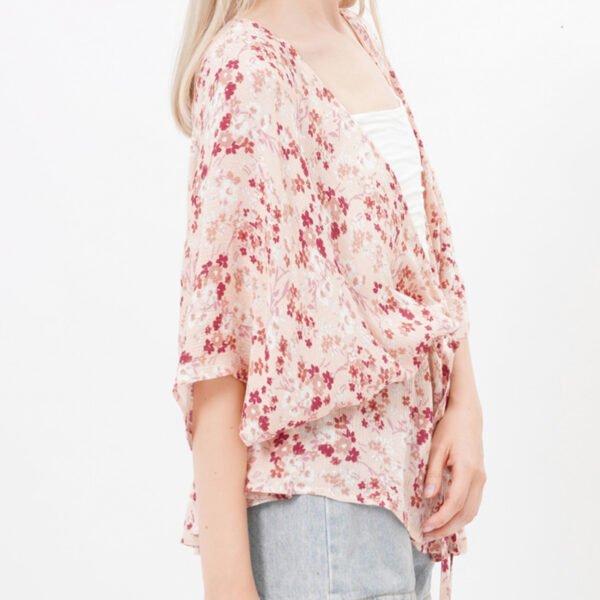 Open Front Short Cotton Kimonos Cover Ups with Lurex - Image 3