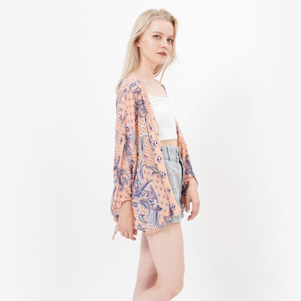 Batwing Sleeves Printed Kimonos Beach Cover Up - Image 6