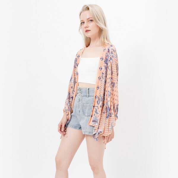 Batwing Sleeves Printed Kimonos Beach Cover Up