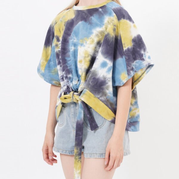 Fashion Pullover Drawstring Tie Dye Blouse Top - Image 2