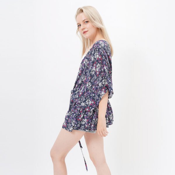 Floral Printed Casual Kimonos with Drawstring - Image 5