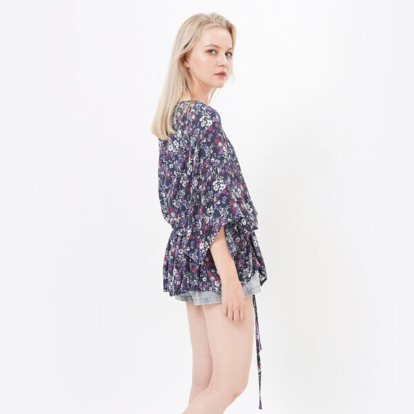 Floral Printed Casual Kimonos with Drawstring - Image 3