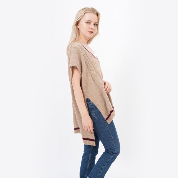 Casual Short Sleeves Knit Acrylic Sweater