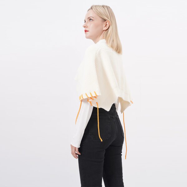 Drawsting Knit Sweater Cape Tops - Image 5