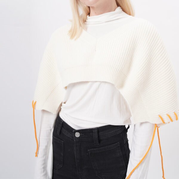 Drawsting Knit Sweater Cape Tops - Image 2