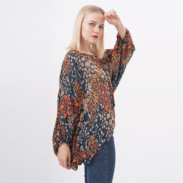 Long Sleeves Floral Printed Blouse Tops - Image 6