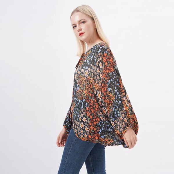 Long Sleeves Floral Printed Blouse Tops - Image 5