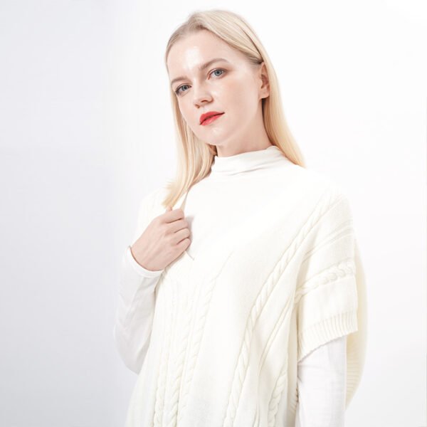 Plain Knitting Sweater with Short Sleeves - Image 4