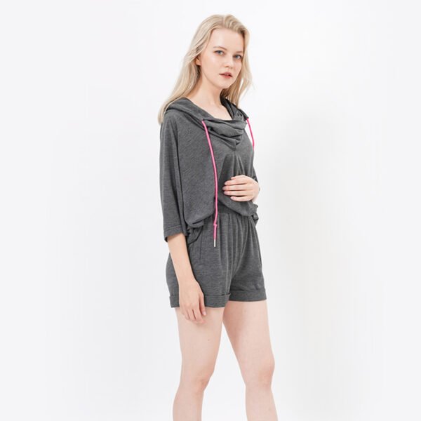 Two Pieces Hooded Pajama Sleepwear Set for Women - Image 6