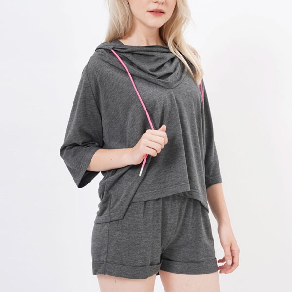 Two Pieces Hooded Pajama Sleepwear Set for Women - Image 2