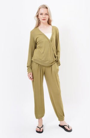 Long Sleeves Women Pajamas Set with Pocket
