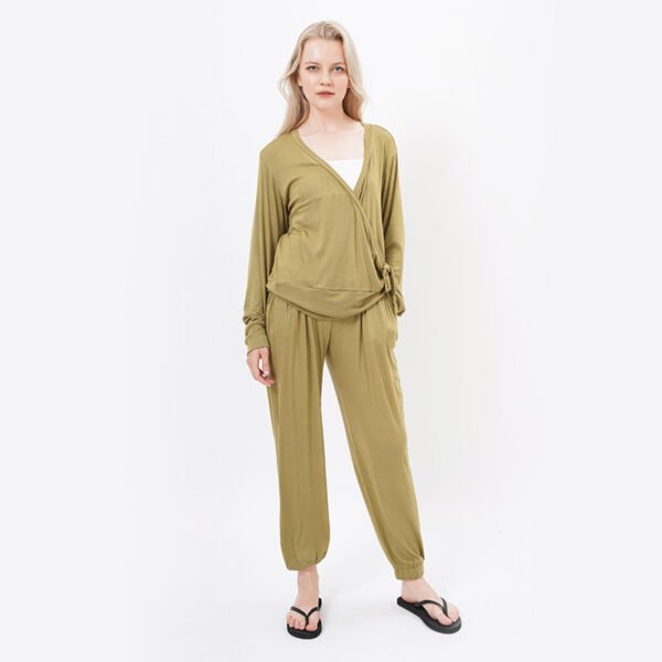Long Sleeves Women Pajamas Set with Pocket